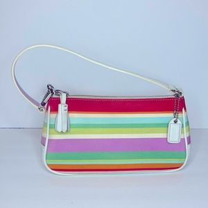 COACH Demi Hampton Multicolor Striped Pochette Mini Purse Bag M0669-F10802